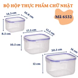 Bộ Hộp Đựng Thực Phẩm Khoá Gài Việt Nhật 6530/32, Bảo Quản Đồ Ăn Tủ Lạnh - DOMUS 5
