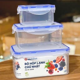 Bộ Hộp Đựng Thực Phẩm Khoá Gài Việt Nhật 6530/32, Bảo Quản Đồ Ăn Tủ Lạnh - DOMUS 8