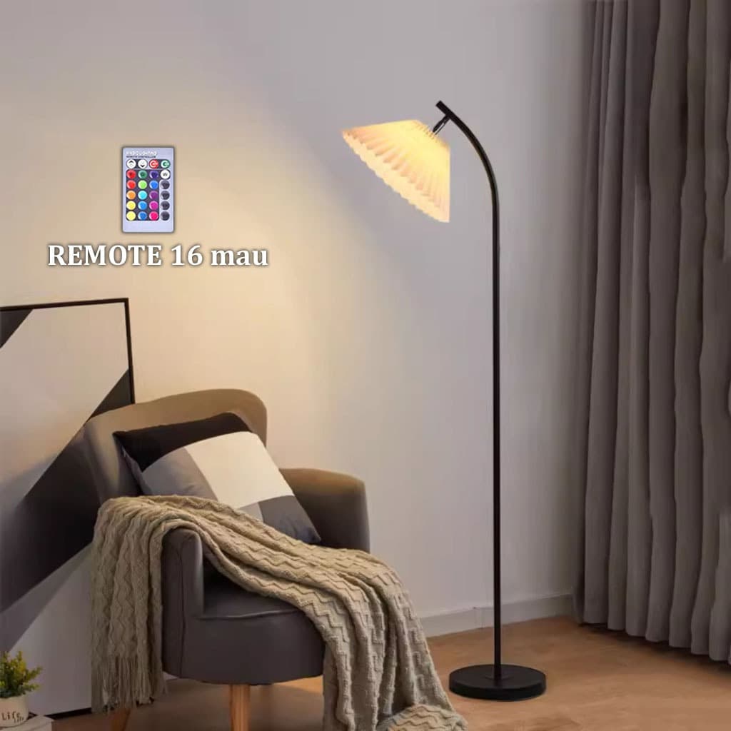 🔥(KÈM BÓNG) Đèn cây đứng phong cách hiện đại chân cao chai vải xếp ly sang trọng cổ điển trang trí decor phòng ngủ phòng