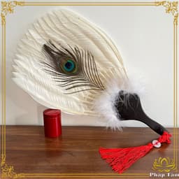 Quạt Lông Khổng Minh Gia Cát Lượng Khổng Tước Phong Cách Trung Hoa - Hình Bát Quái Phong Thủy Phụ Kiện Decor Cosplay 3