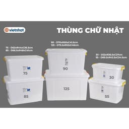 Thùng Chữ Nhật Cỡ Lớn Có Bánh Xe, Hộp Đựng Đồ Đa Năng Có Nắp Khoá VIỆT NHẬT 5325/26/27/29/34/35/37 7