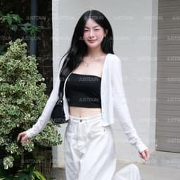 Áo Khoác Cardigan Basic Trơn Nữ JUSTDUN K8 - Dáng Rộng Ôm Vừa, Nhiều Màu, Cotton Mịn, Mềm Mại 6