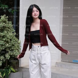Áo Khoác Cardigan Basic Trơn Nữ JUSTDUN K8 - Dáng Rộng Ôm Vừa, Nhiều Màu, Cotton Mịn, Mềm Mại 7