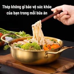 Nồi Nấu Lẩu Mạ Vàng, Nấu Mì Cay, Soup - Chảo Nấu Ăn MINI Bằng Thép Không Gỉ Phong Cách Hàn Quốc 2