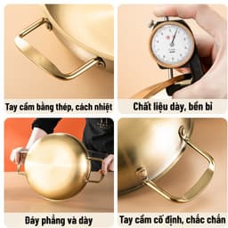 Nồi Nấu Lẩu Mạ Vàng, Nấu Mì Cay, Soup - Chảo Nấu Ăn MINI Bằng Thép Không Gỉ Phong Cách Hàn Quốc 5