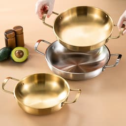 Nồi Nấu Lẩu Mạ Vàng, Nấu Mì Cay, Soup - Chảo Nấu Ăn MINI Bằng Thép Không Gỉ Phong Cách Hàn Quốc 7