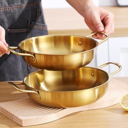 Nồi Nấu Lẩu Mạ Vàng, Nấu Mì Cay, Soup - Chảo Nấu Ăn MINI Bằng Thép Không Gỉ Phong Cách Hàn Quốc 9