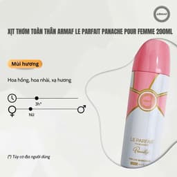 Xịt thơm cơ thể hương nước hoa Armaf Le Parfait Pour Femme Panache 200ml Chính hãng 6