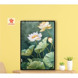 Thương hiệu mới Lotus Canvas Vẽ tranh tường, tranh tường, tranh trang trí nội thất, nhà thờ, thiền định, nhà hàng chay, 3