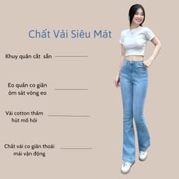 Quần jean nữ ống loe TTTHAO cao cấp dài 96cm kiểu dáng quần jeans ống bas VNXK phong cách quần jeans nữ basic s68 5