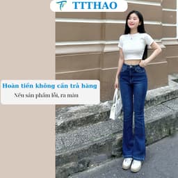 Quần jean nữ ống loe TTTHAO cao cấp dài 96cm kiểu dáng quần jeans ống bas VNXK phong cách quần jeans nữ basic s68 3