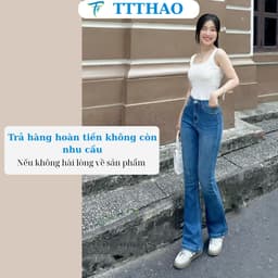 Quần jean nữ ống loe TTTHAO cao cấp dài 96cm kiểu dáng quần jeans ống bas VNXK phong cách quần jeans nữ basic s68 4