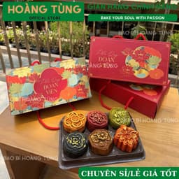 [MỚI 2025] Combo 5 Hộp đựng bánh trung thu 2 BÁNH - SEN ĐỎ 1