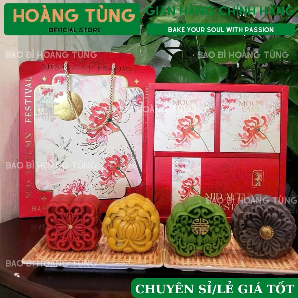 [MỚI 2025] Combo 5 Hộp đựng bánh trung thu 4 BÁNH HOA VIÊN