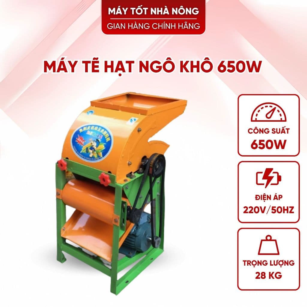 Máy Tẽ Hạt Ngô Tách Hạt Bắp Gia Đình Nguyên Khung Năng Suất 350kg/h Siêu Sạch 99%
