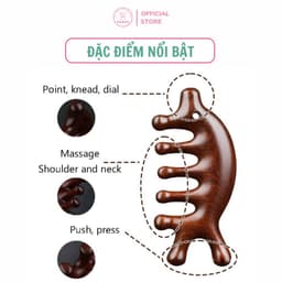 Lược gỗ Đàn Hương Đỏ 2 đầu massage mặt và đầu giúp thon gọn mặt giảm căng thẳng đa năng cao cấp 4
