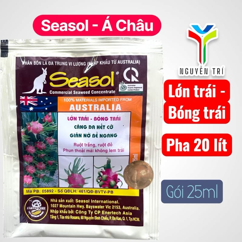 Phân Bón Lá Seasol Úc (Gói 15ml) - Chuyên Dùng Cho Thanh Long, Giúp Lớn Trái, Bóng Trái, Tai Xanh