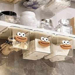 Hộp ngăn kéo chú vịt đựng đồ trong suốt, dán dưới bàn,tủ tiện lợi xinh xắn VINBEO 5