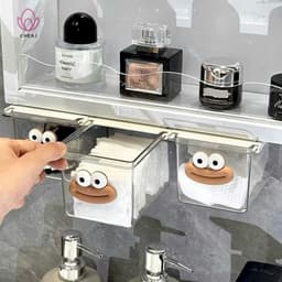 Hộp ngăn kéo chú vịt đựng đồ trong suốt, dán dưới bàn,tủ tiện lợi xinh xắn VINBEO 1