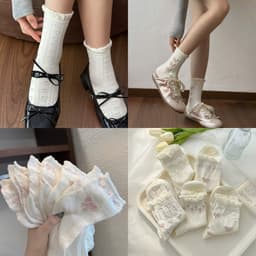 Tất  Vớ Cotton Đính Nơ Họa Tiết Hoa Nhỏ Xinh Xắn Phong Cách Harajuku Cho Nữ TT34 4