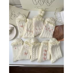 Tất  Vớ Cotton Đính Nơ Họa Tiết Hoa Nhỏ Xinh Xắn Phong Cách Harajuku Cho Nữ TT34 7