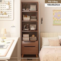 Tủ bắc âu CNC KÍN LƯNG, kệ sách để sàn đa năng, tủ sách có ngăn kéo tiện lợi chất liệu gỗ MDF TAGO ND90 7