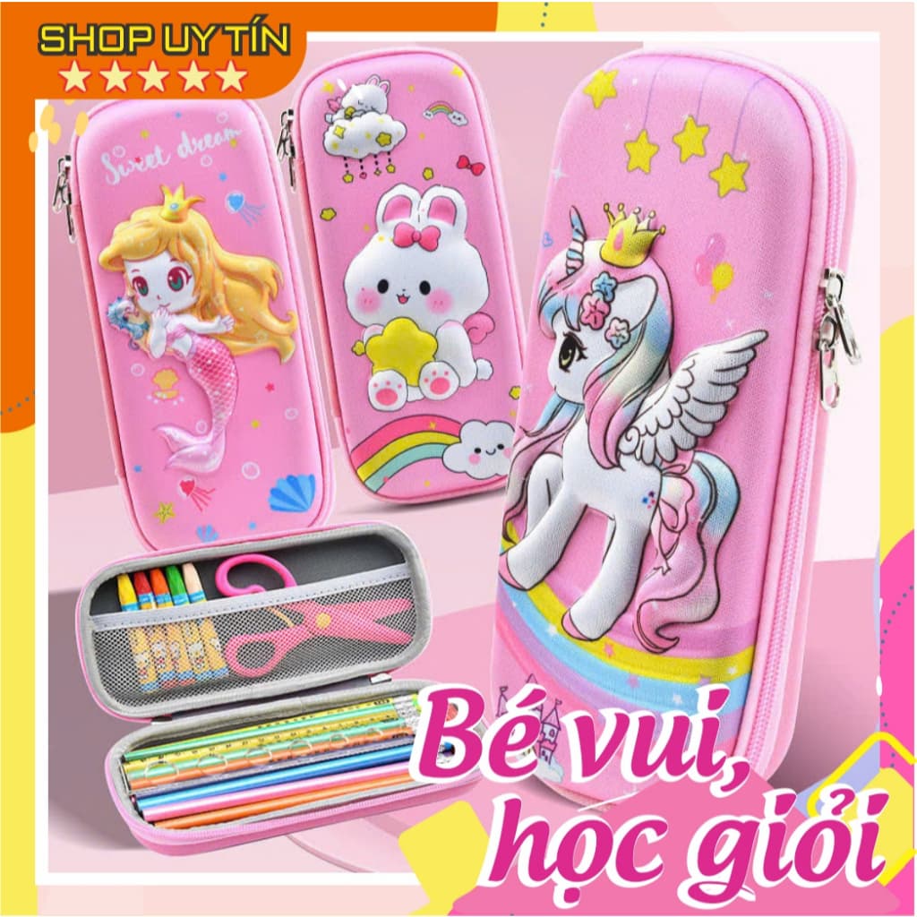 Hộp bút in nổi 3D hình pony kuromi melody hộp đựng bút cho bé gái cỡ lớn siêu nhẹ cao cấp