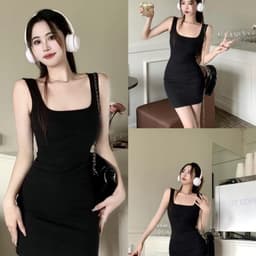 Đầm Hai Dây Bảng To dáng ngắn ôm body TRANGCLOTHINGG Đầm body 2 dây sexy chất thun mặc đi tiệc đi chơi 5