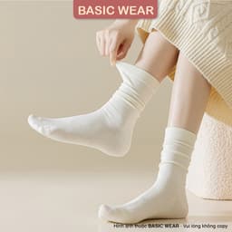 [HÀNG CAO CẤP] Tất Cổ Cao Trơn Màu Cotton Mềm Mại, Tất Vớ Nữ Cổ Cao TCC40 7