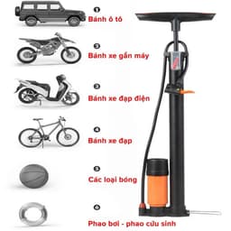 Bơm Xe Đạp Bằng Thép Không Gỉ – Có Đồng Hồ Đo Áp Suất, Bơm Xe Máy, Ô Tô Áp Suất Cao Tiện Lợi 7