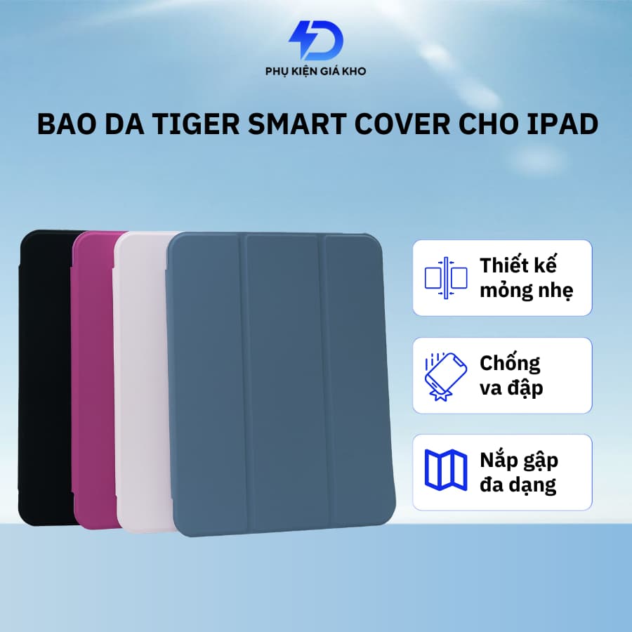 Bao da iPad Tiger Smart Cover cho ipad air/pro 2024 gen 9/10/11 10.9 inch