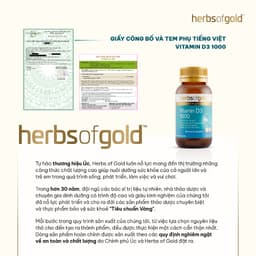 [Hàng cty full va.t] Viên Uống Vitamin D3 Herbs of Gold 1000 IU – Hấp Thu Canxi & Xương Khỏe Mạnh – Hộp 120 Viên 5