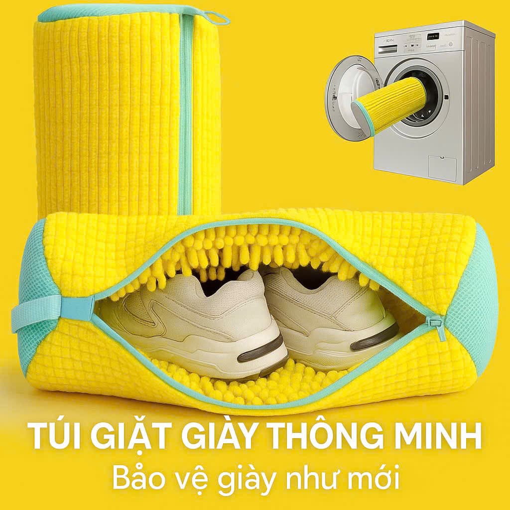 Túi Vải Giặt Giày Giúp Bảo Vệ Giày Và Máy Giặt siêu tiện dụng