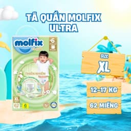 Tã Quần Molfix Ultra Cực Đại Siêu Tiết Kiệm Size M 76 miếng/ L 68 miếng/ XL 62 miếng/ XXL 56 miếng 2