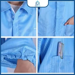 Bộ quần áo phóng sạch tĩnh điện UNTG kẻ sọc dùng trong công nghiệp, điện tử, ý tế nhà máy 8