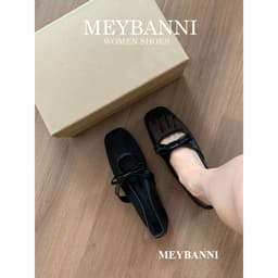 Giày Búp Bê MEYBANNI Mũi Vuông Lưới Mỏng Gắn Nơ Tiểu Thư - C430 2