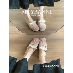 Giày Búp Bê MEYBANNI Mũi Vuông Lưới Mỏng Gắn Nơ Tiểu Thư - C430 3