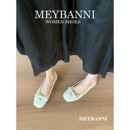 [CHÂN GẦY LÙI 1 SIZE] Giày Búp Bê Mũi Tròn MEYBANNI Chần Chỉ Đính Nơ Phối Khóa Kim Loại - C329 5