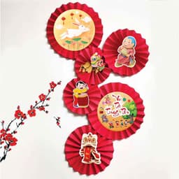 Set 6 quạt bộ vui tết trung thu decor quán,nhà cửa dịp trung thu 2