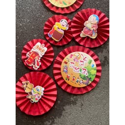 Set 6 quạt bộ vui tết trung thu decor quán,nhà cửa dịp trung thu 6