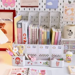 Kệ Sách 4 Ngăn 2 Tầng Màu Trơn Để Bàn Học,Đựng Đồ Trang Trí Decor Bàn Học - Giá Khay Kệ Đựng Tài Liệu Văn Phòng Đựng Bút 2