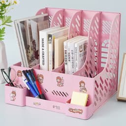 Kệ Sách 4 Ngăn 2 Tầng Màu Trơn Để Bàn Học,Đựng Đồ Trang Trí Decor Bàn Học - Giá Khay Kệ Đựng Tài Liệu Văn Phòng Đựng Bút 3