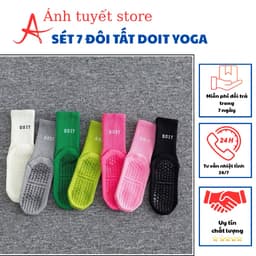 Sét 7 đôi Tất Tập Yoga Pilates Doit Màu Trơn Sọc Silicon Chống Trơn Trượt Tất Thể Thao NHÀ TH 1