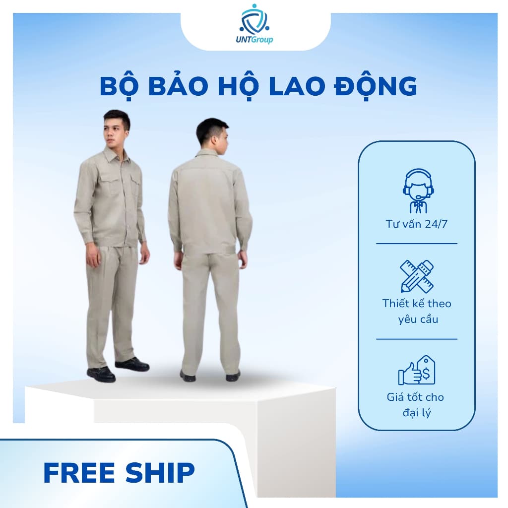 {Loại đẹp} Bộ Quần Áo Lao Động UNTG Màu Ghi May Kĩ Chất Vải Kaki Mềm, Mát Bảo Hộ Lao Động Công Nhân, Thợ Điện, Sửa Xe