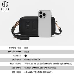 [Tặng hộp 20.10] Clutch nữ ELLY EC64 ví cầm tay da thật cao cấp đeo chéo đeo vai dự tiệc sang trọng 4
