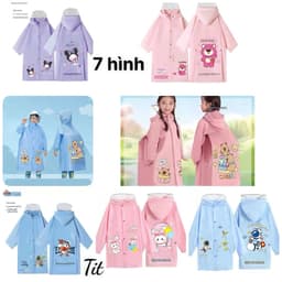 ÁO MƯA TRẺ EM TỪ 4 TUỔI ĐẾN 13 TUỔI , ĐEO ĐƯỢC CẶP SÁCH , CÓ TẤM CHE MẶT , PHẢN QUANG SAU LƯNG ÁO CAO CẤP 6