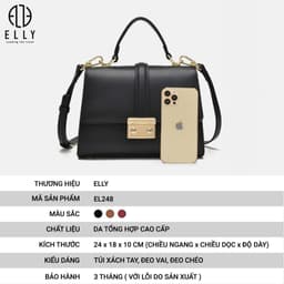 [Tặng hộp 20.10] Túi xách nữ thời trang ELLY EL248 xách tay đeo vai đeo chéo da tổng hợp cao cấp chính hãng 3