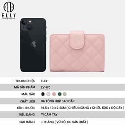 [Tặng hộp 20.10] Ví nữ ELLY EVH70 da tổng hợp cao cấp ví cầm tay mini thời trang chính hãng 2