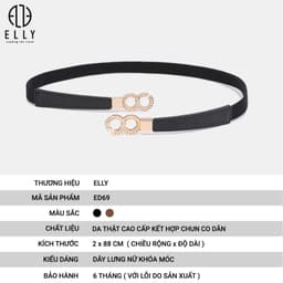 Thắt lưng nữ ELLY ED69 khóa móc da thật cao cấp chun co giãn dây nịt nữ thời trang 3