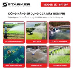 Máy bơm chìm dùng pin Starker SK-SP100F, máy bơm mini máy bơm tõm lưu lượng 70-80/min, đẩy cao 5-8m 5